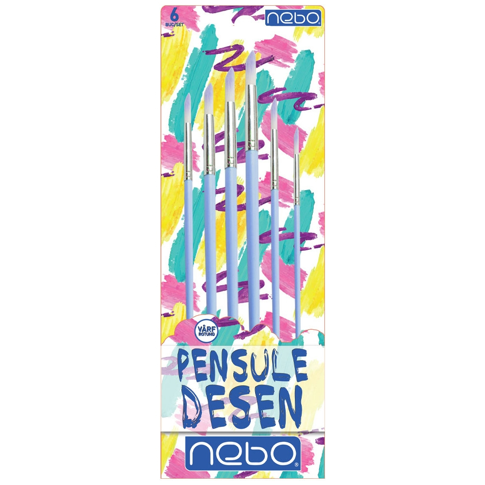 Pensule desen culori pastel varf rotund 6 buc /set Nebo variante diferite [4]