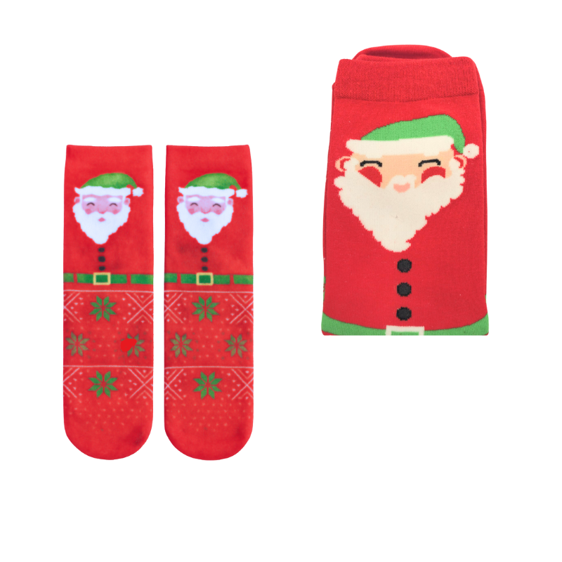 Sosete bumbac Craciun marime 35-43 Mos Craciun fundal rosu [1]