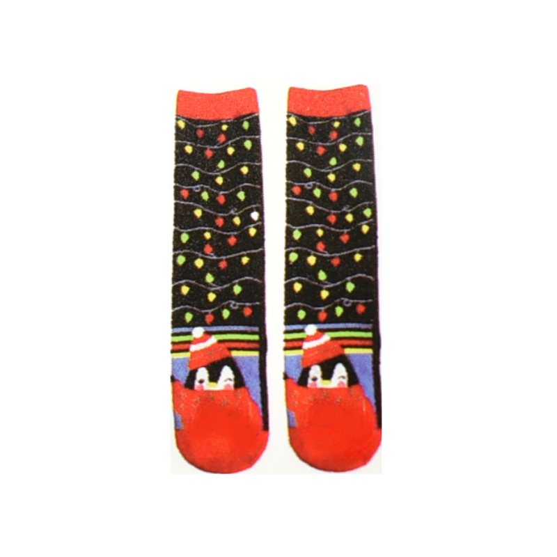 Sosete bumbac Craciun marime 35-43 pinguin si decoratiuni festive [2]