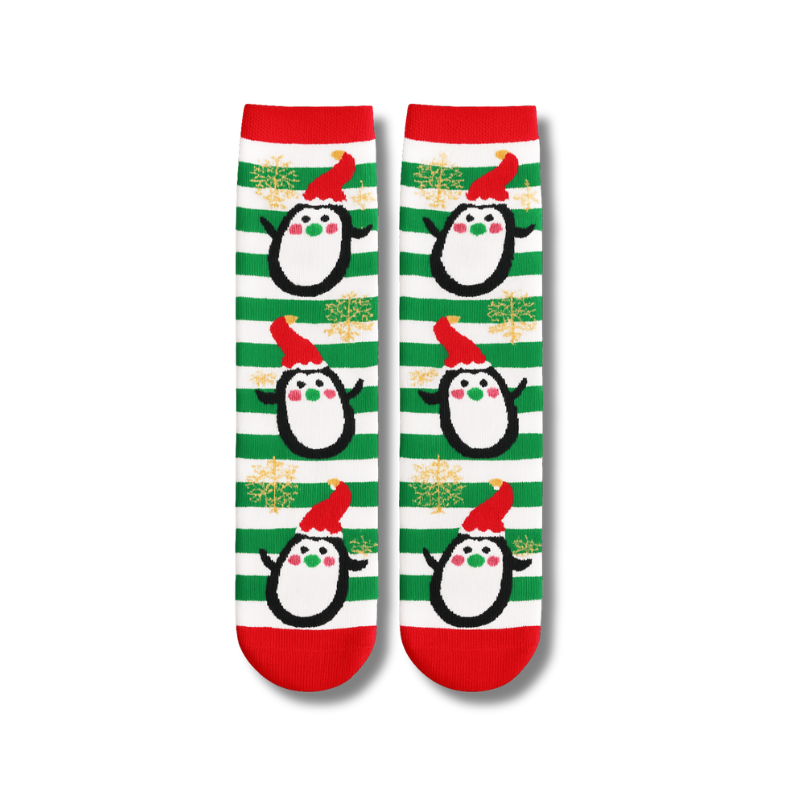 Sosete bumbac Craciun marime 35-43 cu dungi verzi [5]