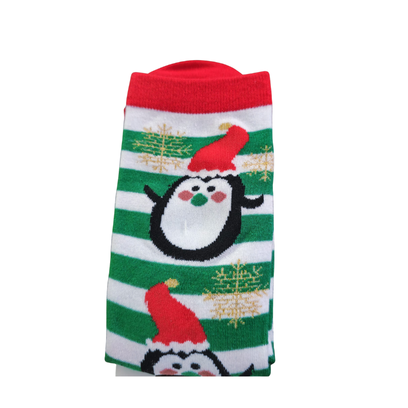 Sosete bumbac Craciun marime 35-43 cu dungi verzi [2]