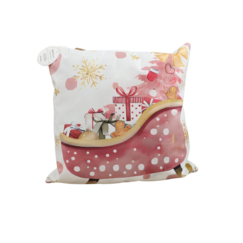 Perna decorativa Craciun roz 45x45cm [2]