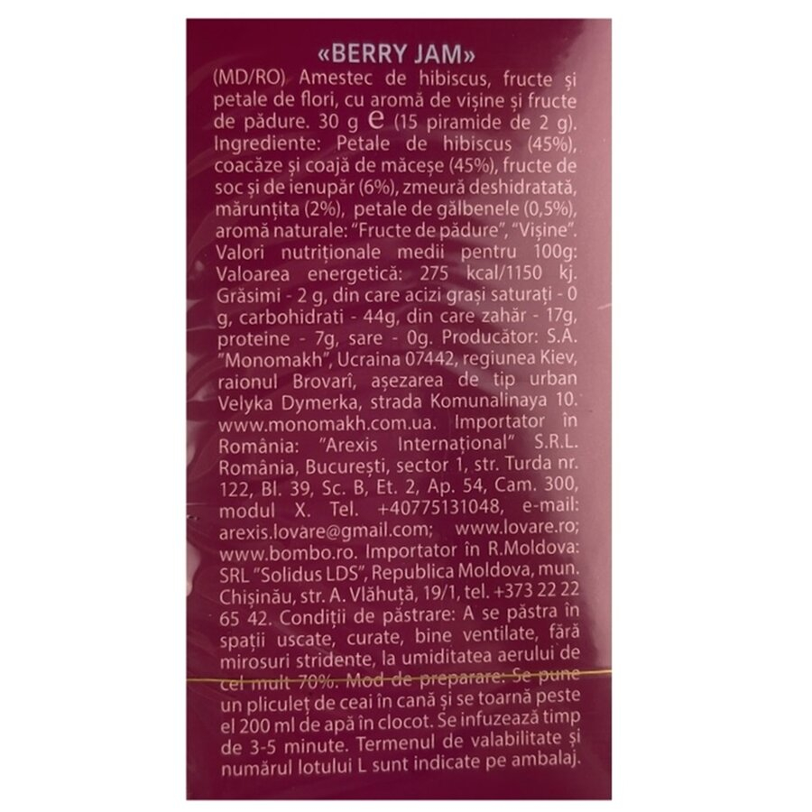 Amestec de hibiscus, fructe si petale de flori Berry Jam 15 plicuri x 2 g Lovare [2]