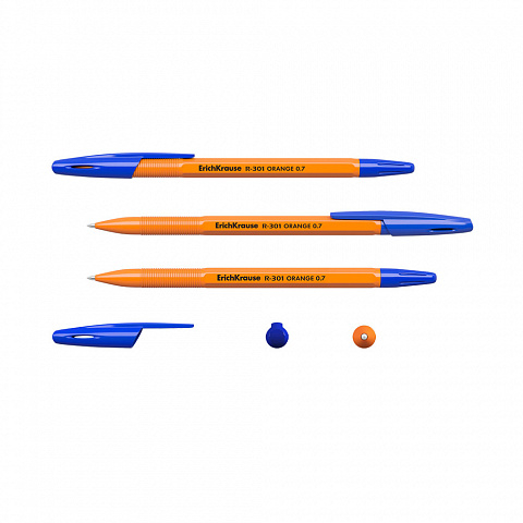 Set 4 pixuri cu bila ErichKrause R-301 Stick Orange 0.7 cerneala albastra [3]