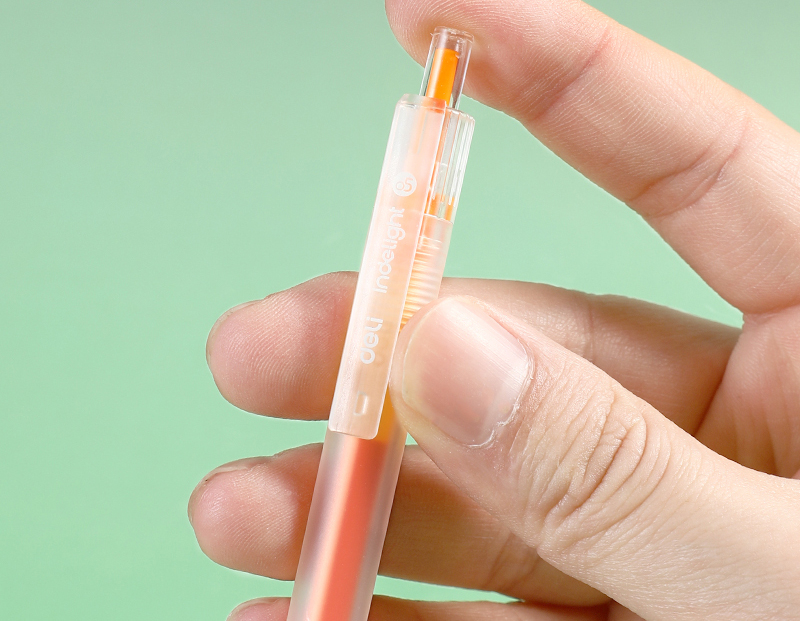 Pix cu gel cu mecanism 0.5 mm portocaliu deschis Deli [3]