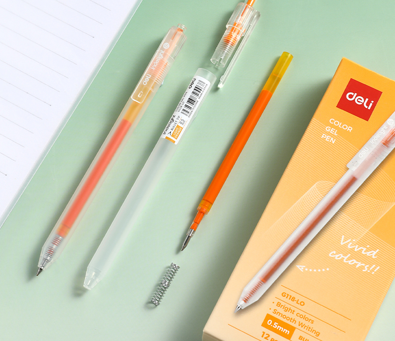 Pix cu gel cu mecanism 0.5 mm portocaliu deschis Deli [4]