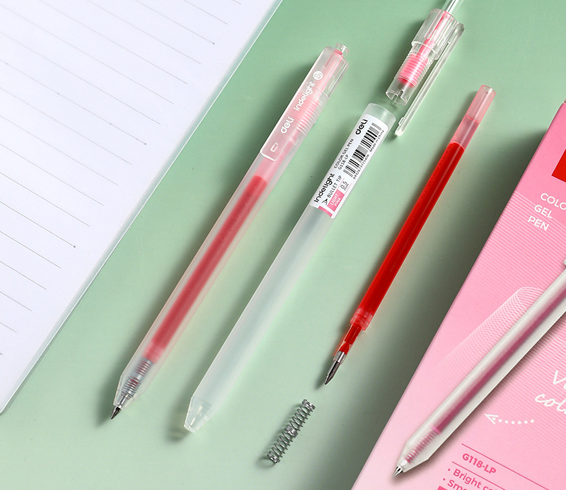 Pix cu gel cu mecanism 0.5 mm roz deschis Deli [4]