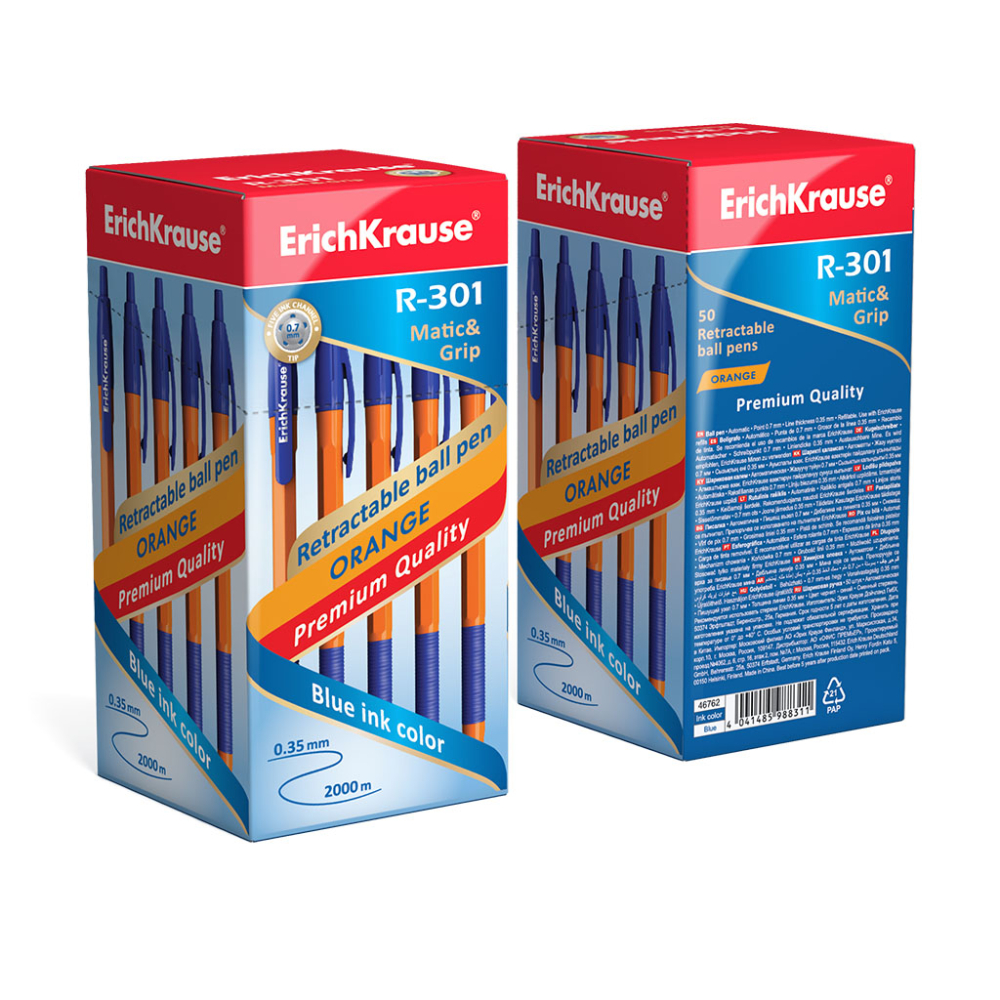 Pix cu mecanism Erich Krause R-301 Matic&Grip Orange 0.7mm mina albastra [3]