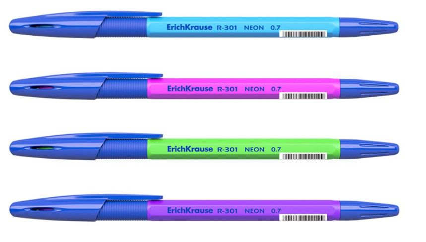Pix cu mecanism R-301 albastru 0.7 mm culori neon ErichKrause [2]