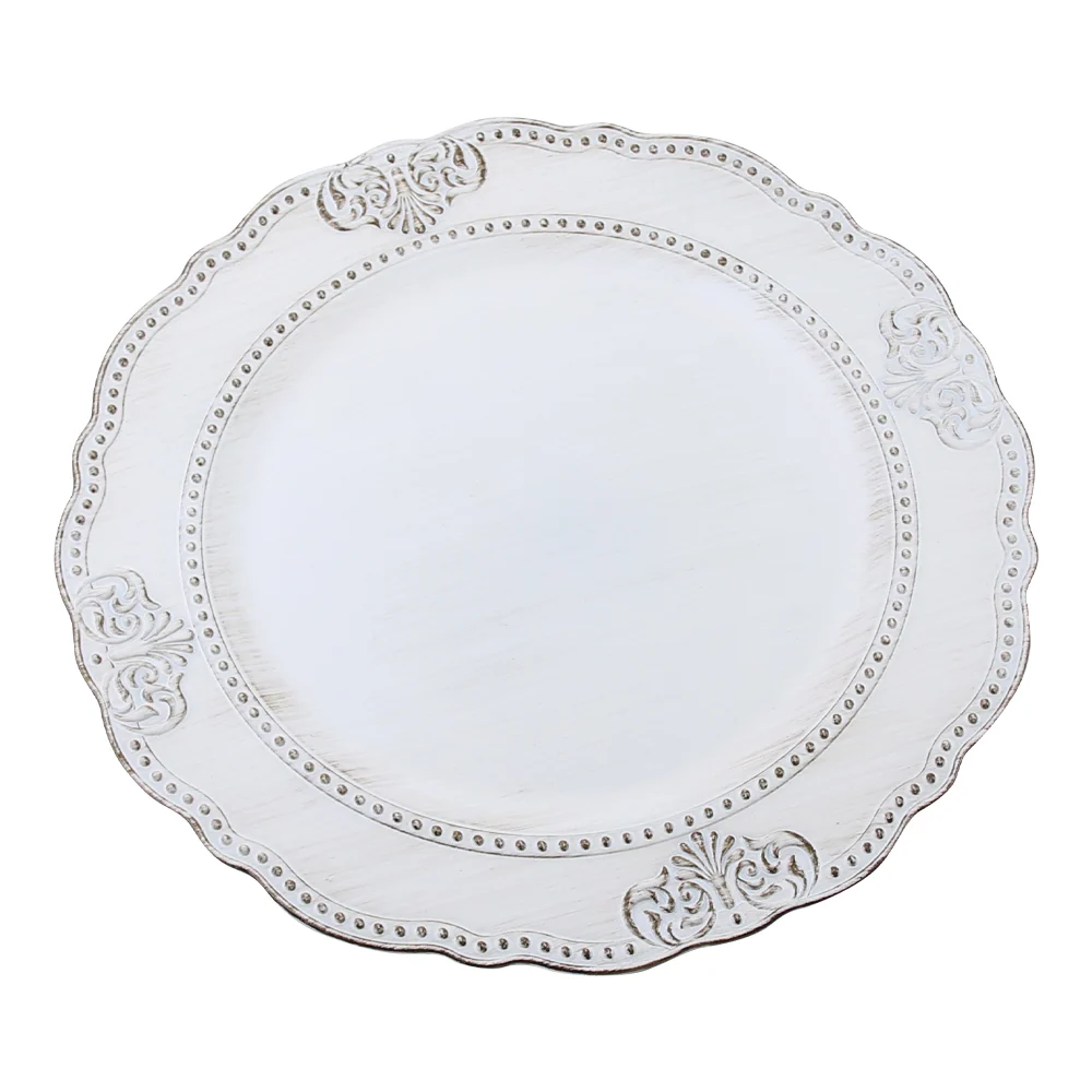 Platou de craciun din plastic 33cm alb antichizat [1]