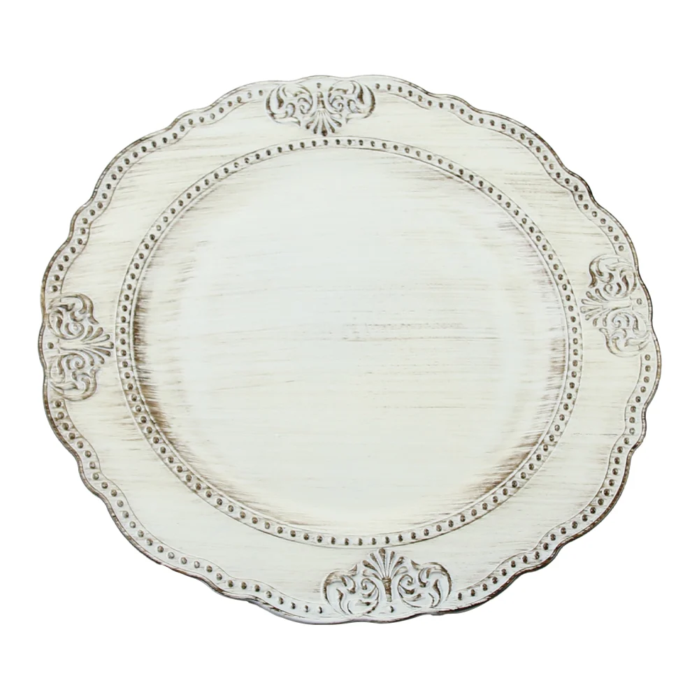 Platou de Craciun din plastic 33cm crem antichizat [1]