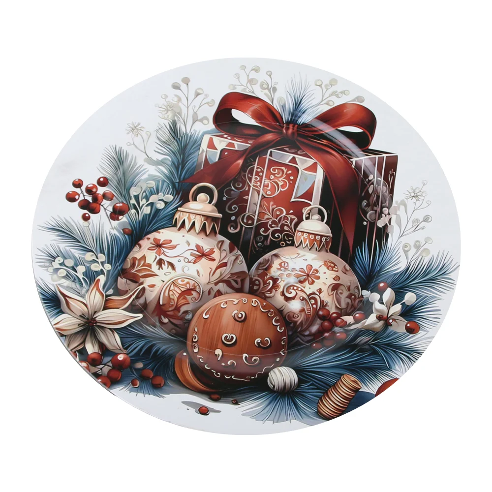 Platou de Craciun din plastic 33cm globuri de brad [1]