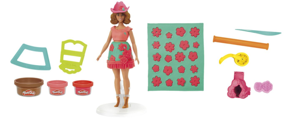 PLAY DOH BARBIE SET PLASTELINA CREATII VESTIMENTARE CU FLORI SI FRANJURI COWBOY [3]