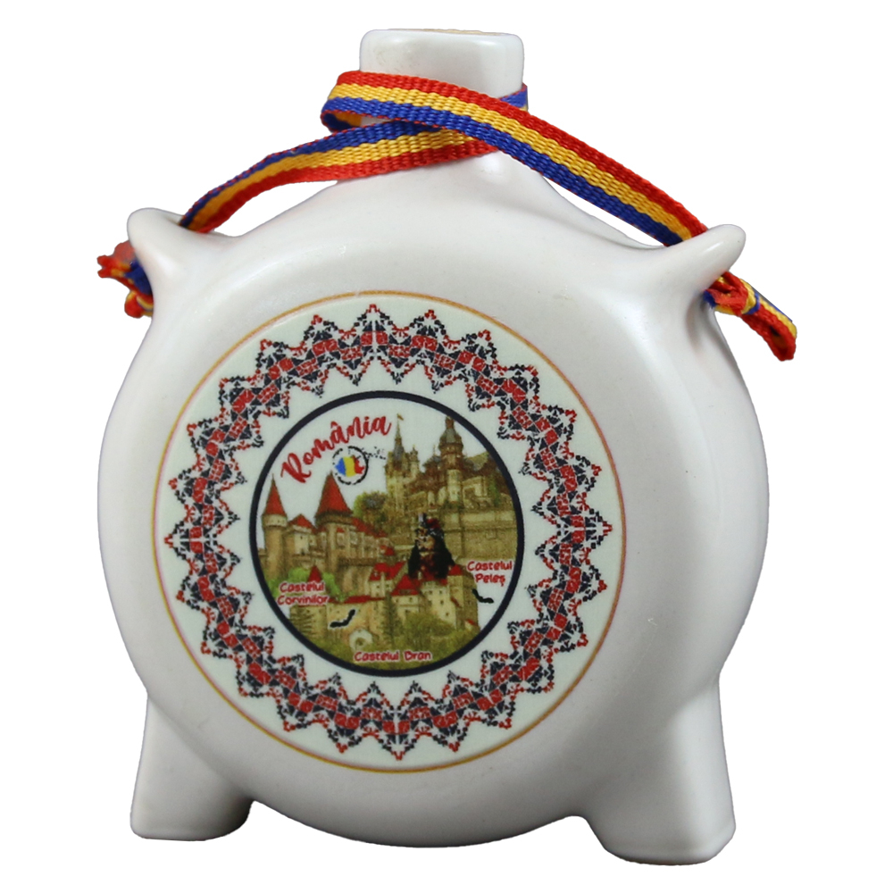 Plosca decorativa ceramica 8 cm Castele Romania [1]