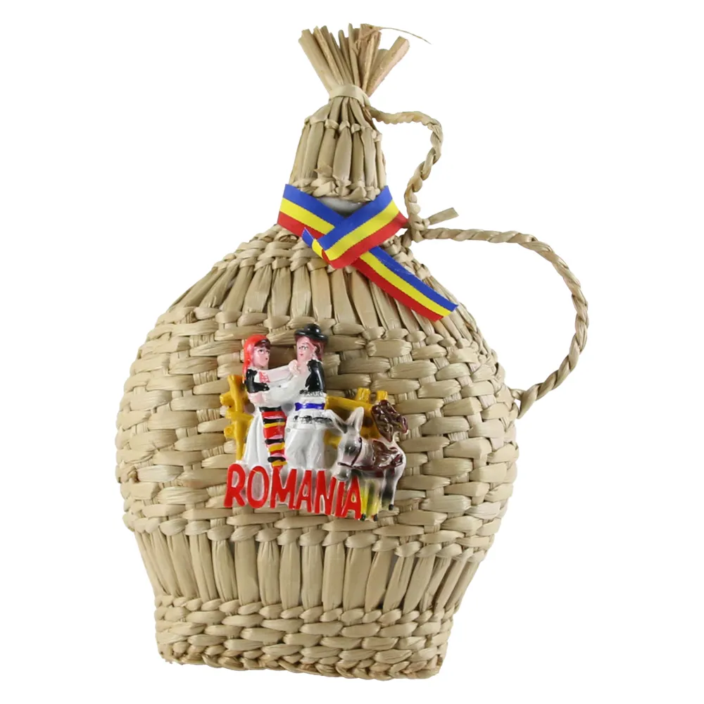Plosca impletita in papura Romania cuplu port traditional 27 cm [1]