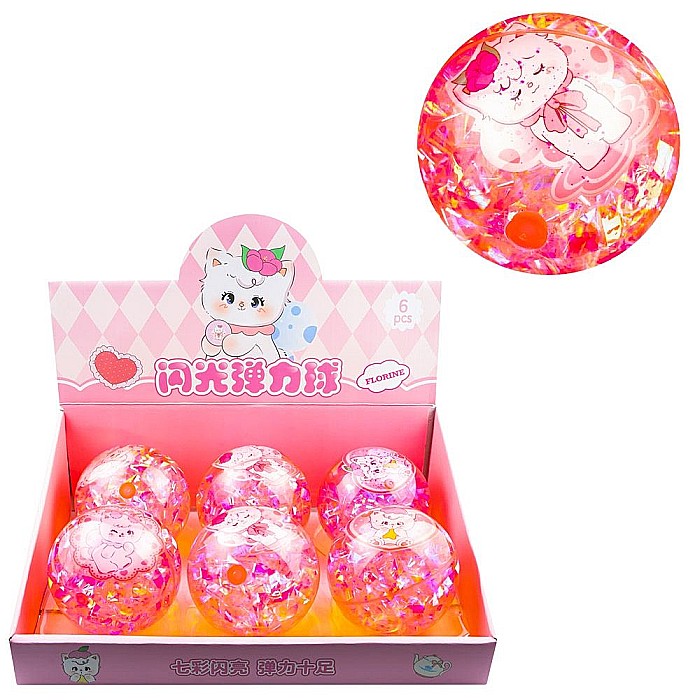 Minge cauciuc cu led 10cm  pisica/confetti 2194-100c 38197 [1]