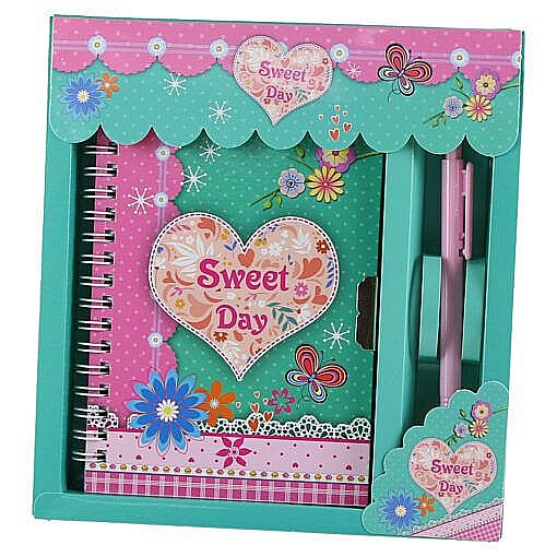 Agenda cu pix si lacat in cut decorat sweet day 18x19cm 811 [1]