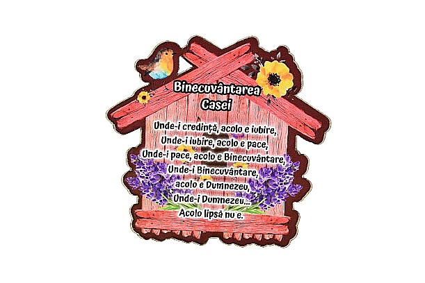 Magnet frigider din lemn binecuvantarea casei 10x9cm [1]