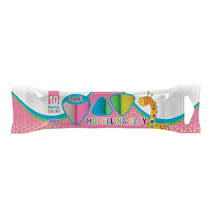 Plastilina culori pastel 10 culori/set 200 g - s-cool sc2830 [1]