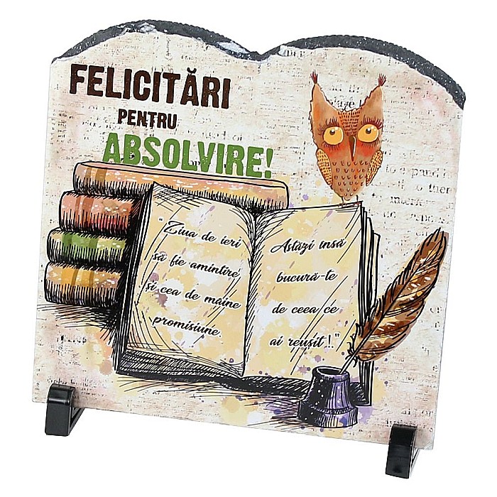Placa ardezie carte felicitari pentru absolvire 20x19 cm [1]