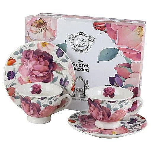 Set 2 cesti espresso cu farfurii din portelan 100ml spring [1]