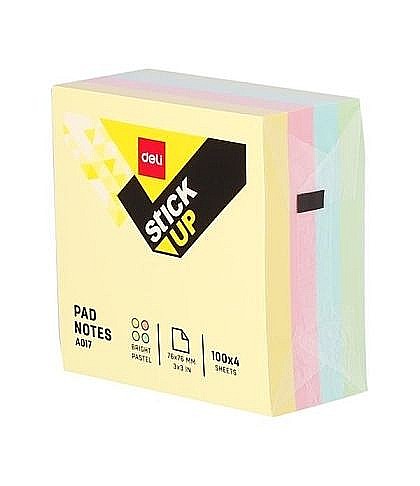 Notes adeziv 76*76mm 4 culori pastel 400 file deli dlea01703 [1]