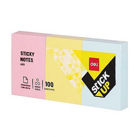 Notes adeziv 3*38*51mm 3 culori 100 file deli dlea01103 [1]