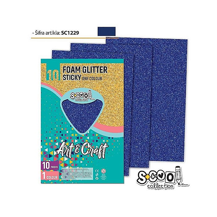 Hartie buretata adeziva glitter albastra sc1229 / coala [1]