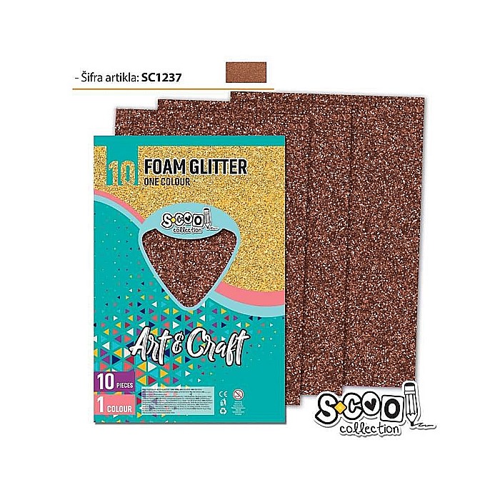 Hartie buretata adeziva glitter maro sc1237 / coala [1]