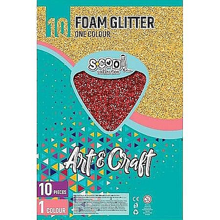 Hartie buretata adeziva glitter rosie 1 coala S-Cool [1]
