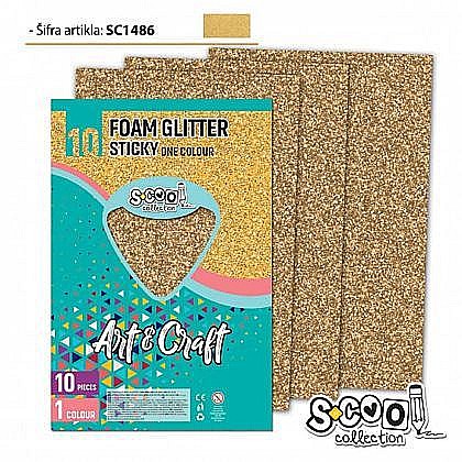 Hartie buretata adeziva glitter auriu inchis sc148 / coala [1]