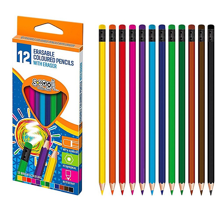 Creioane Color cu Radieră, 12 Culori/Set, SC1481 [1]