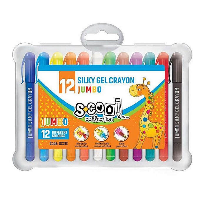 Creioane Pastel Jumbo lavabile 12 culori / set S-Cool [1]