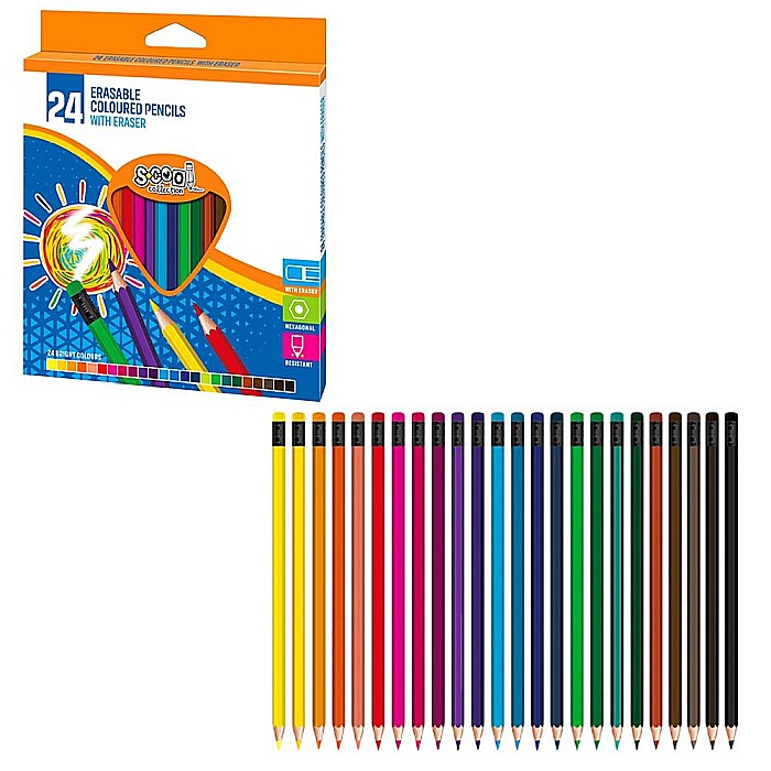Creioane Color cu radiera 24 culori /set S-Cool [1]