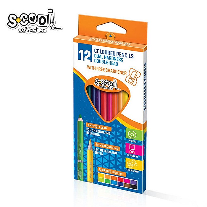 Creioane Color cu 2 capete + ascutitoare 12 culori /set S-Cool [1]