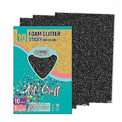 Hartie buretata adeziva glitter neagra sc1485 / coala [1]
