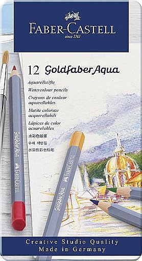 Creioane Colorate Aquarelle 12 Culori Goldfaber cutie metalica Faber-Castell [1]
