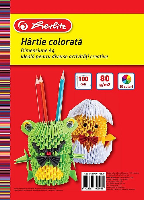 Hartie color A4 80 gr 100 coli / top diverse Herlitz [1]