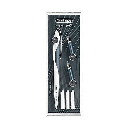 Stilou Herlitz my.pen Style caligrafie 3 penite gri 4 rezerve [1]