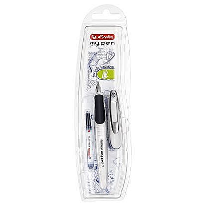 Stilou Herlitz my.pen penita L pentru stangaci alb negru [1]