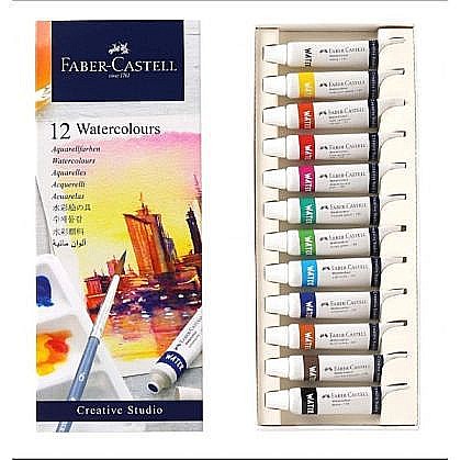 Tempera acuarele 12 culori 9ml si paleta Faber-Castell [1]