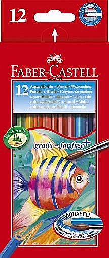 Creioane Colorate Acuarela 12 Bucati + Pensula Faber-Castell [1]