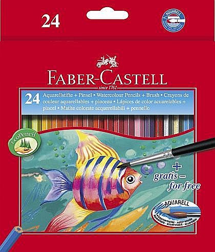 Creioane Colorate Acuarela 24 bucati + pensula Faber-Castell [1]