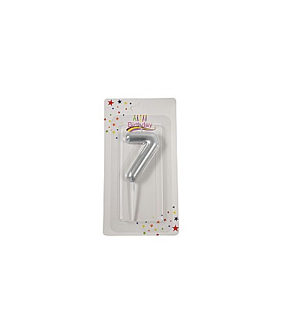 Lumanare aniversara 6 cm argintiu cifra 7 [1]