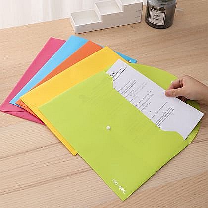 Mapă de plastic cu buton A4, culori neon, Deli DLE38131 [1]
