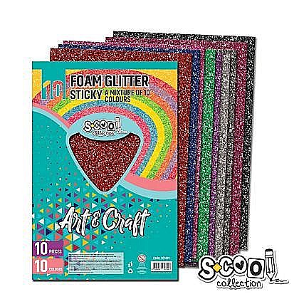 Hartie buretata, adeziva,glitter, 10 cul/set, 20x30cm sc1491 [1]
