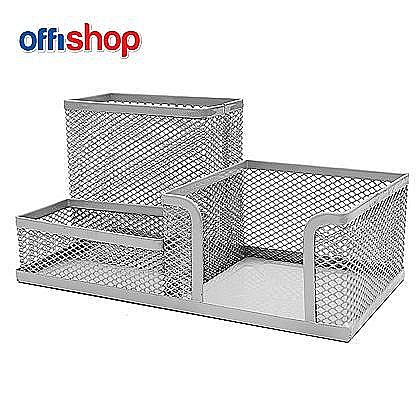 Suport birou mesh,3 compart,argintiu,20x10x10 cm of207 [1]