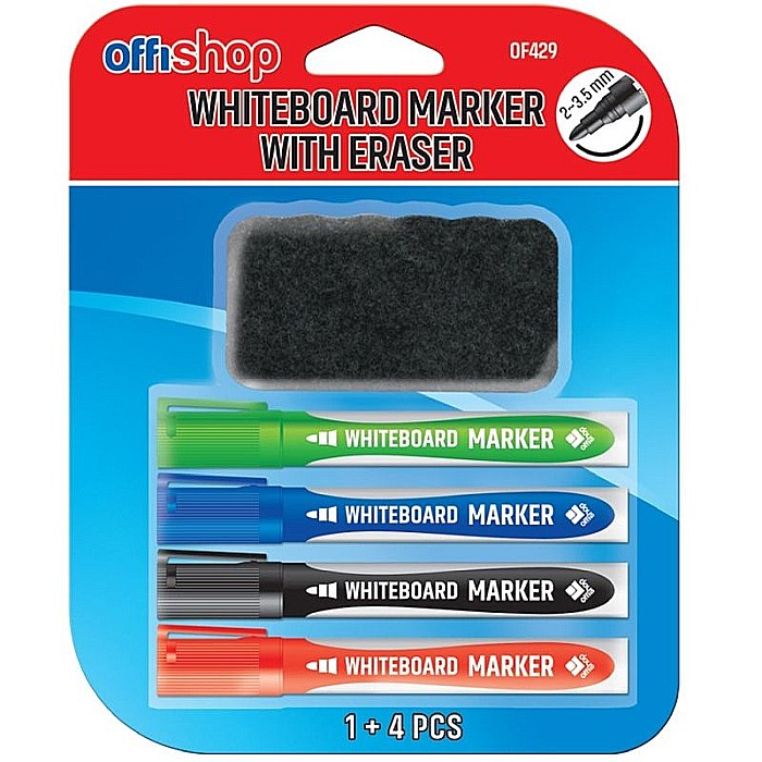 Marker whiteboard 4 cul/set+burete Offishop [1]