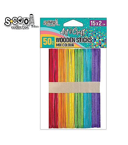Accesorii craft-betisoare lemn color 15x1.8cm 50/set sc1936 [1]