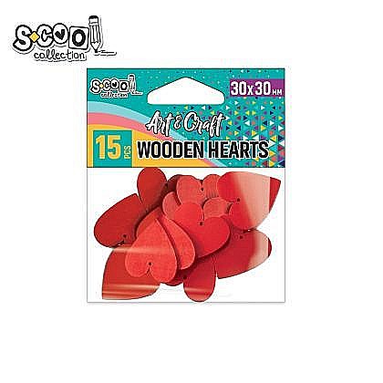 Accesorii craft-inimioare lemn 30x30mm 15buc/set sc1949 [1]